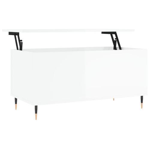Sofabord 90x44,5x45 cm konstrueret træ hvid højglans