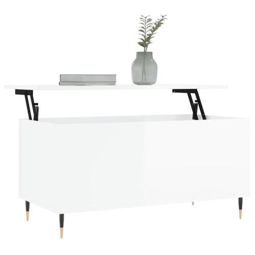 Sofabord 90x44,5x45 cm konstrueret træ hvid højglans