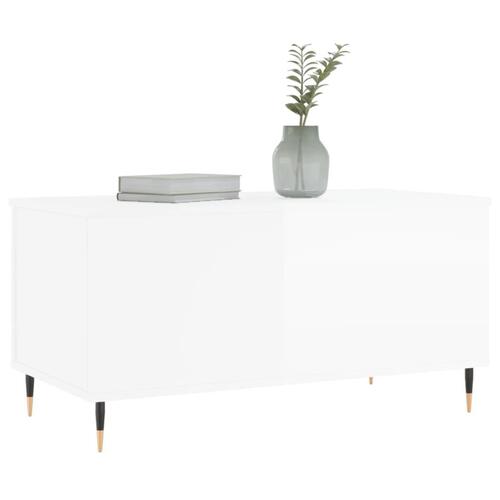 Sofabord 90x44,5x45 cm konstrueret træ hvid højglans