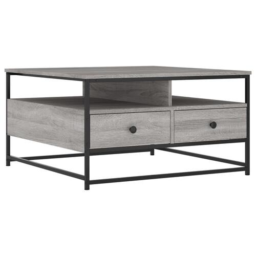 Sofabord 80x80x45 cm konstrueret træ grå sonoma-eg