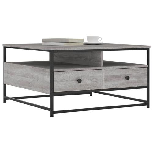 Sofabord 80x80x45 cm konstrueret træ grå sonoma-eg