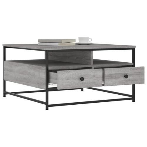 Sofabord 80x80x45 cm konstrueret træ grå sonoma-eg