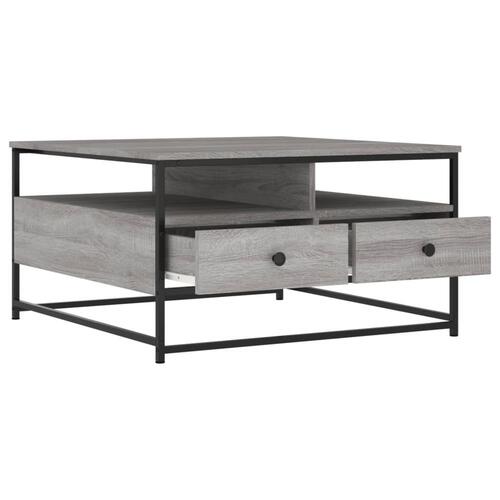 Sofabord 80x80x45 cm konstrueret træ grå sonoma-eg