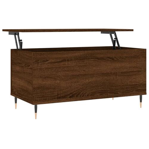 Sofabord 90x44,5x45 cm konstrueret træ brun egetræsfarve
