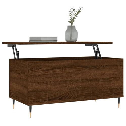 Sofabord 90x44,5x45 cm konstrueret træ brun egetræsfarve