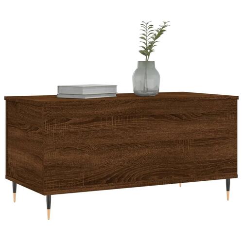 Sofabord 90x44,5x45 cm konstrueret træ brun egetræsfarve