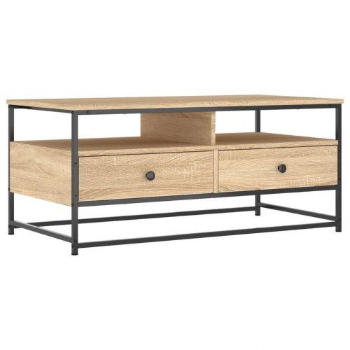 Sofabord 100 × 51 × 45 cm i konstrueret træ - sonoma eg, metalstel