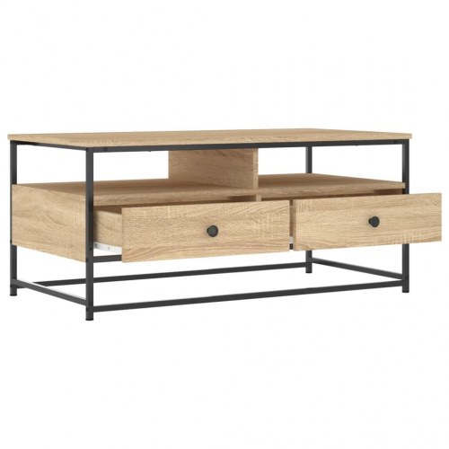 Sofabord 100 × 51 × 45 cm i konstrueret træ - sonoma eg, metalstel