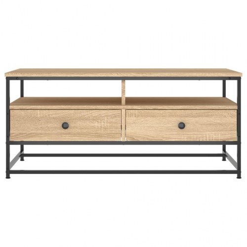 Sofabord 100 × 51 × 45 cm i konstrueret træ - sonoma eg, metalstel
