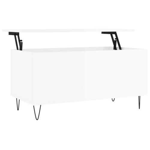 Sofabord 90x44,5x45 cm konstrueret træ hvid højglans