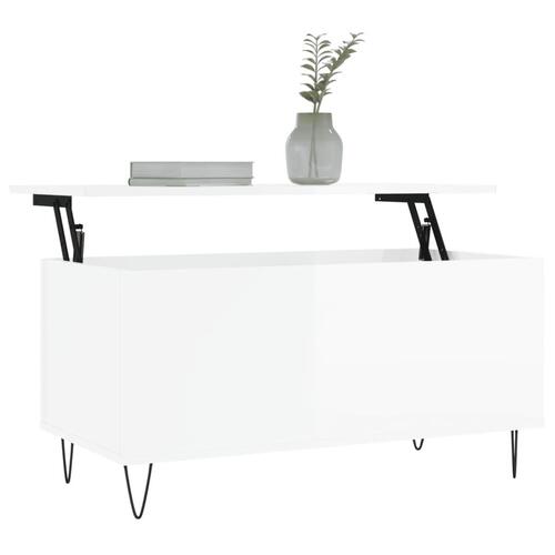 Sofabord 90x44,5x45 cm konstrueret træ hvid højglans