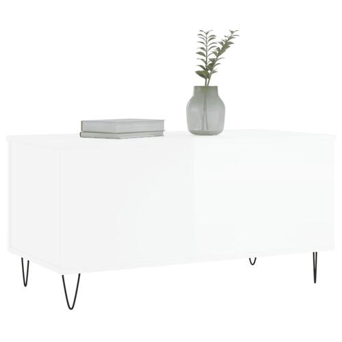 Sofabord 90x44,5x45 cm konstrueret træ hvid højglans
