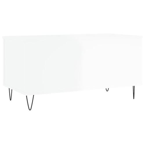 Sofabord 90x44,5x45 cm konstrueret træ hvid højglans