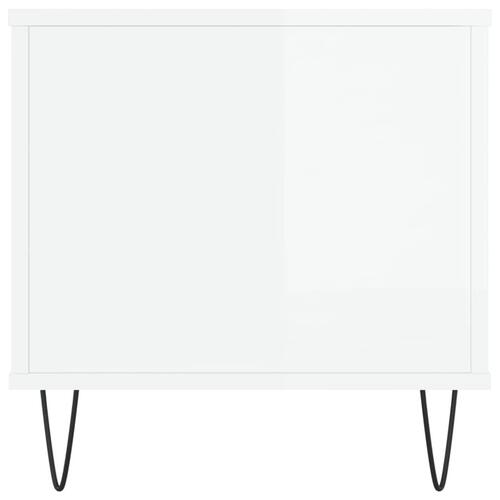 Sofabord 90x44,5x45 cm konstrueret træ hvid højglans