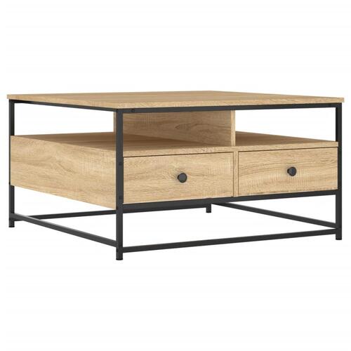 Sofabord 80x80x45 cm konstrueret træ sonoma-eg