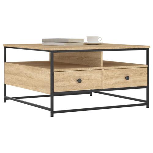 Sofabord 80x80x45 cm konstrueret træ sonoma-eg