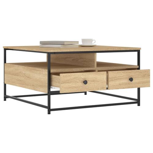 Sofabord 80x80x45 cm konstrueret træ sonoma-eg