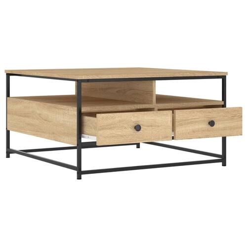 Sofabord 80x80x45 cm konstrueret træ sonoma-eg