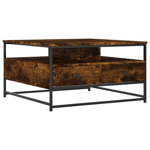 Sofabord 80x80x45 cm konstrueret træ røget egetræsfarve