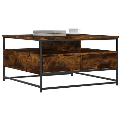 Sofabord 80x80x45 cm konstrueret træ røget egetræsfarve