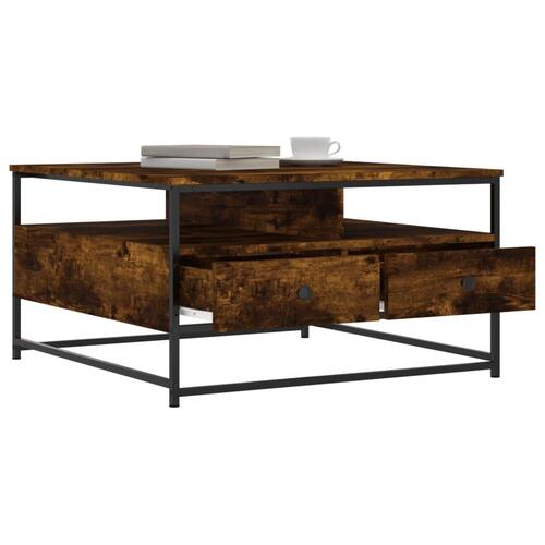 Sofabord 80x80x45 cm konstrueret træ røget egetræsfarve