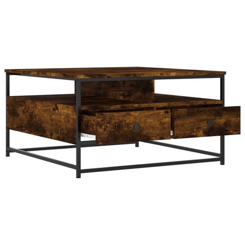 Sofabord 80x80x45 cm konstrueret træ røget egetræsfarve