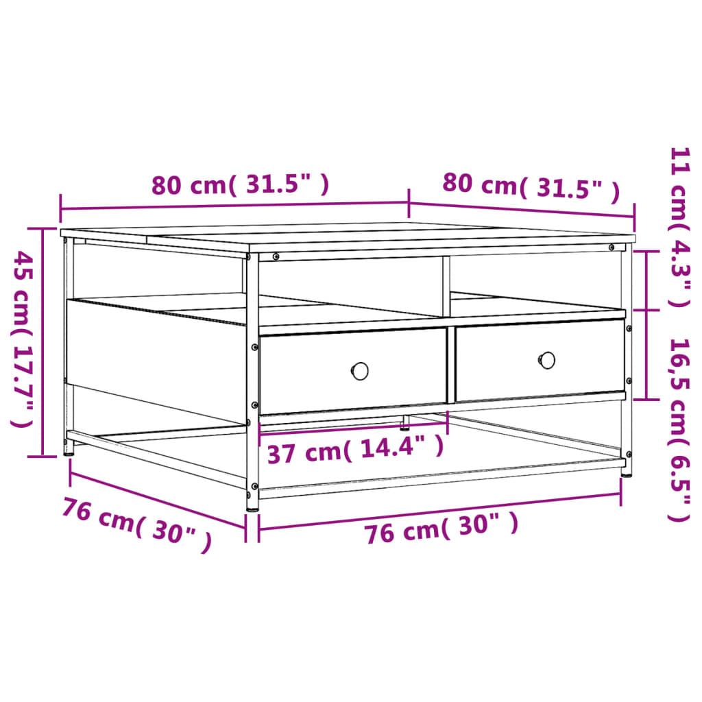 Sofabord 80x80x45 cm konstrueret træ røget egetræsfarve