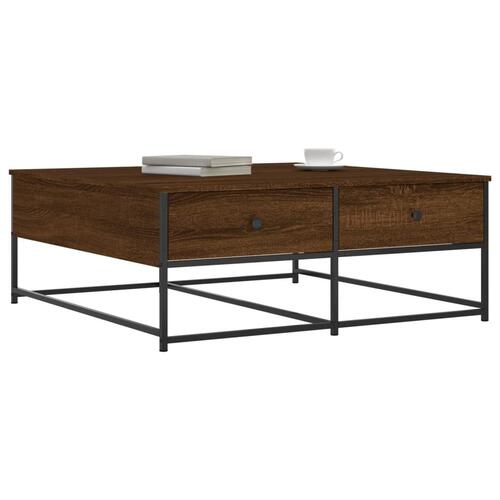 Sofabord 100x99x40 cm konstrueret træ brun egetræsfarve