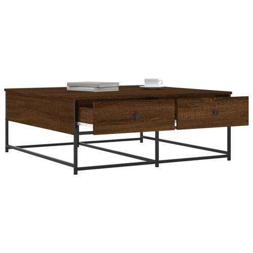 Sofabord 100x99x40 cm konstrueret træ brun egetræsfarve