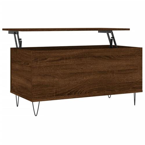 Sofabord 90x44,5x45 cm konstrueret træ brun egetræsfarve