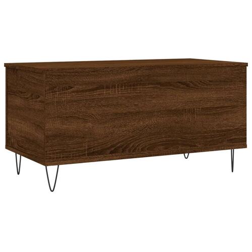 Sofabord 90x44,5x45 cm konstrueret træ brun egetræsfarve