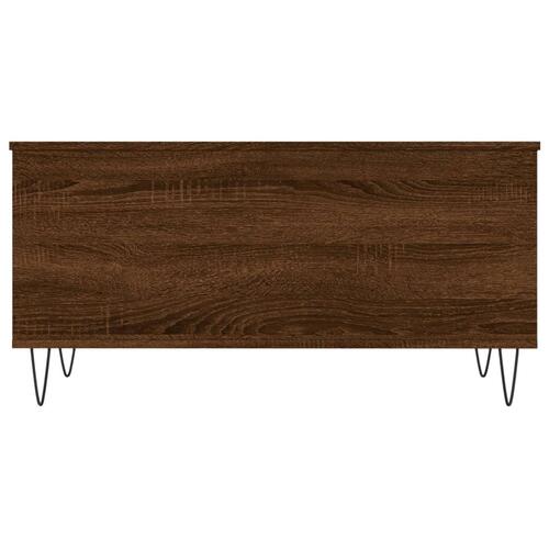 Sofabord 90x44,5x45 cm konstrueret træ brun egetræsfarve