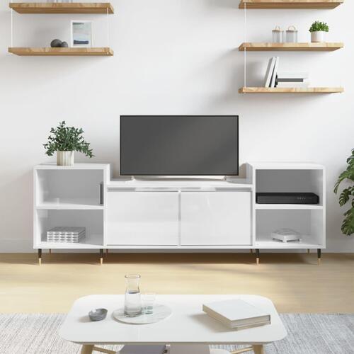 Tv-bord 160x35x55 cm konstrueret træ hvid højglans