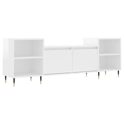 Tv-bord 160x35x55 cm konstrueret træ hvid højglans