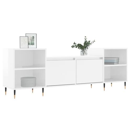 Tv-bord 160x35x55 cm konstrueret træ hvid højglans