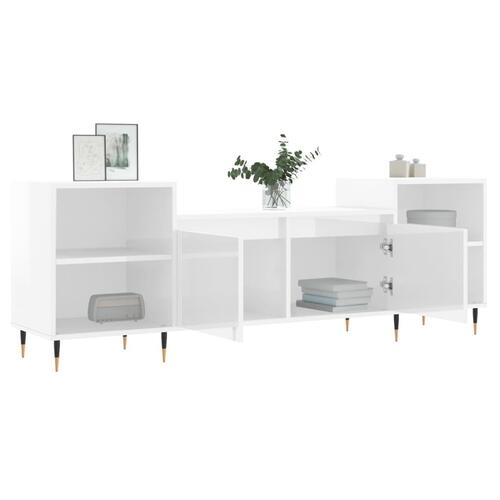 Tv-bord 160x35x55 cm konstrueret træ hvid højglans