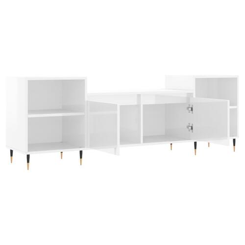 Tv-bord 160x35x55 cm konstrueret træ hvid højglans