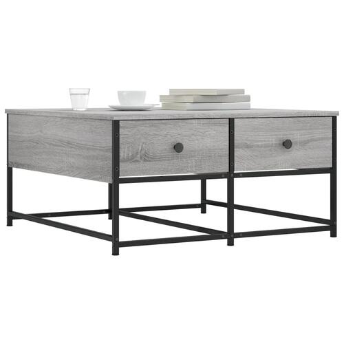 Sofabord 80x80x40 cm konstrueret træ grå sonoma-eg