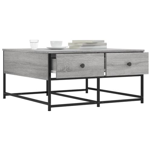 Sofabord 80x80x40 cm konstrueret træ grå sonoma-eg