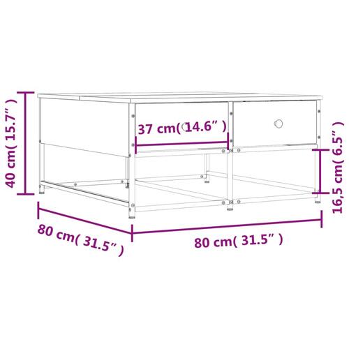 Sofabord 80x80x40 cm konstrueret træ grå sonoma-eg
