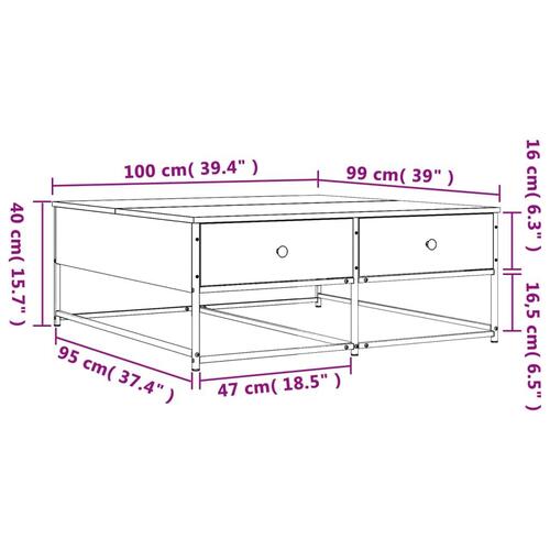 Sofabord 100x99x40 cm konstrueret træ sort