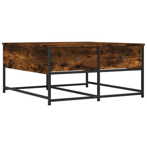 Sofabord 80x80x40 cm konstrueret træ røget egetræsfarve