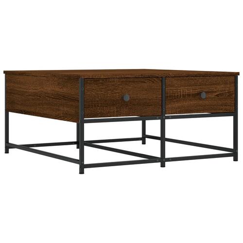 Sofabord 80x80x40 cm konstrueret træ brun egetræsfarve