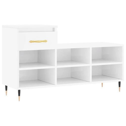 Skoreol 102x36x60 cm konstrueret træ hvid højglans