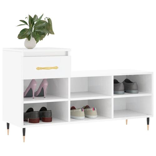 Skoreol 102x36x60 cm konstrueret træ hvid højglans
