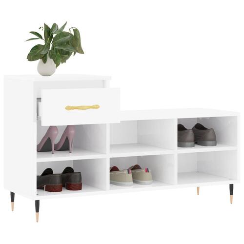 Skoreol 102x36x60 cm konstrueret træ hvid højglans