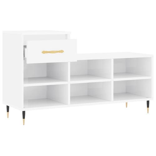 Skoreol 102x36x60 cm konstrueret træ hvid højglans