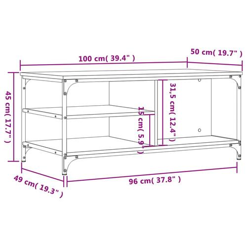 Sofabord 100x50x45 cm konstrueret træ sonoma-eg