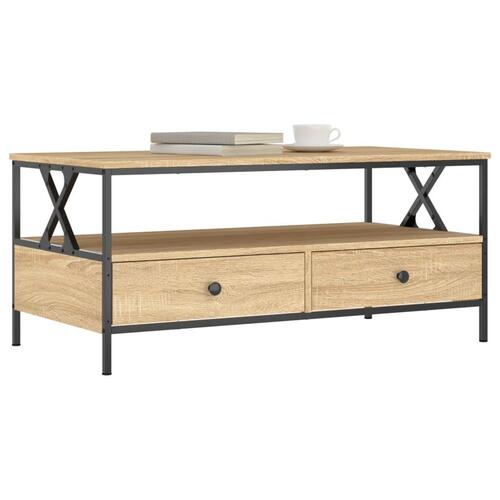 Sofabord 100x51x45 cm konstrueret træ sonoma-eg