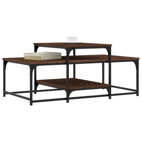 Sofabord 102x60x45 cm konstrueret træ brun egetræsfarve
